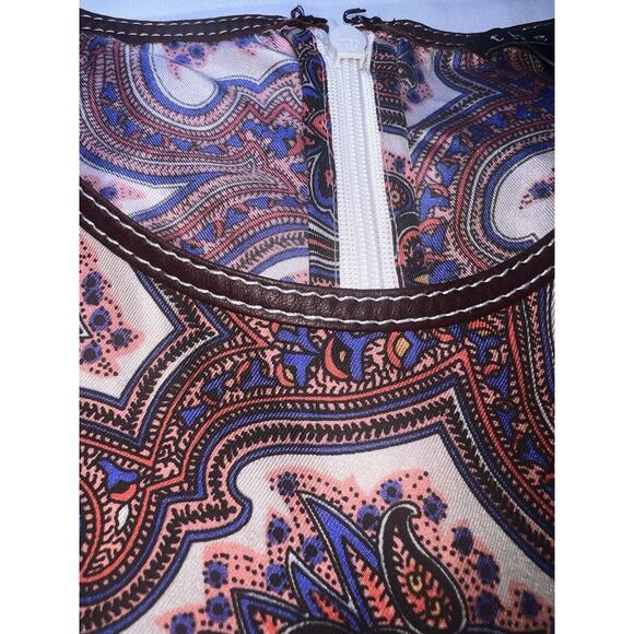 Theory Brindina Veranda Dress Size 6 Purple Paisley Print 100% Silk Shift Mini - Picture 10 of 16